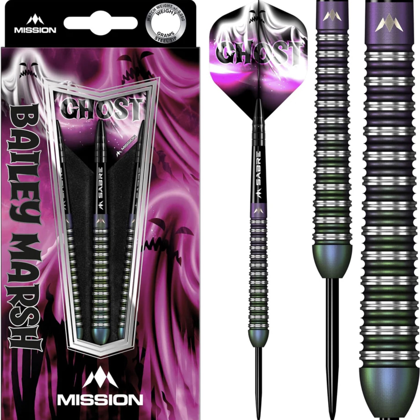 Mission - Bailey Marsh 'Ghost' 90% Tungsten Coral PVD Darts