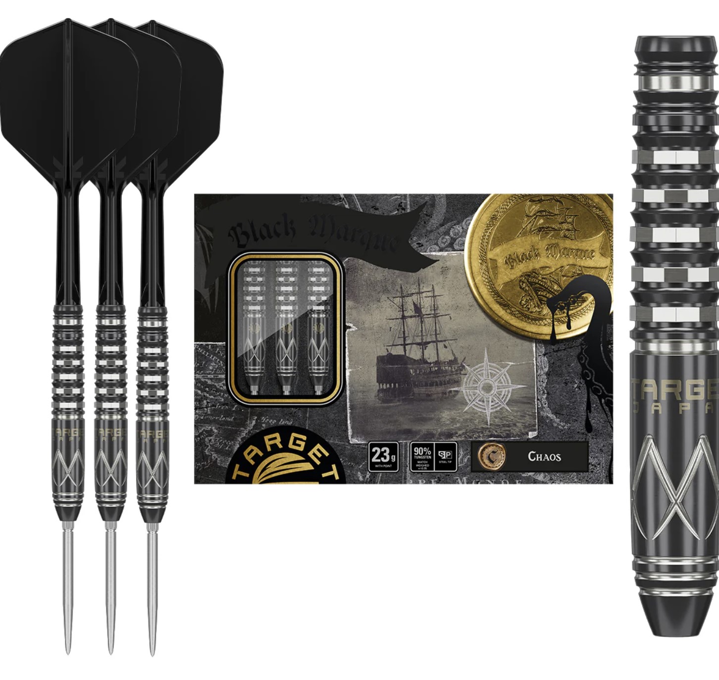 Target Japan Black Marque Chaos - 23g - Steel Tip Swiss Point Darts