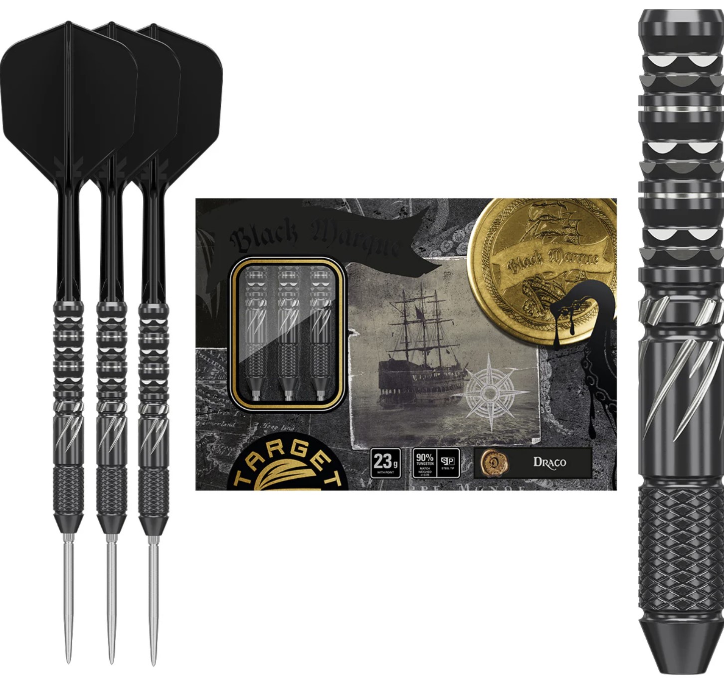 Target Japan Black Marque Draco - 23g - Steel Tip Swiss Point Darts