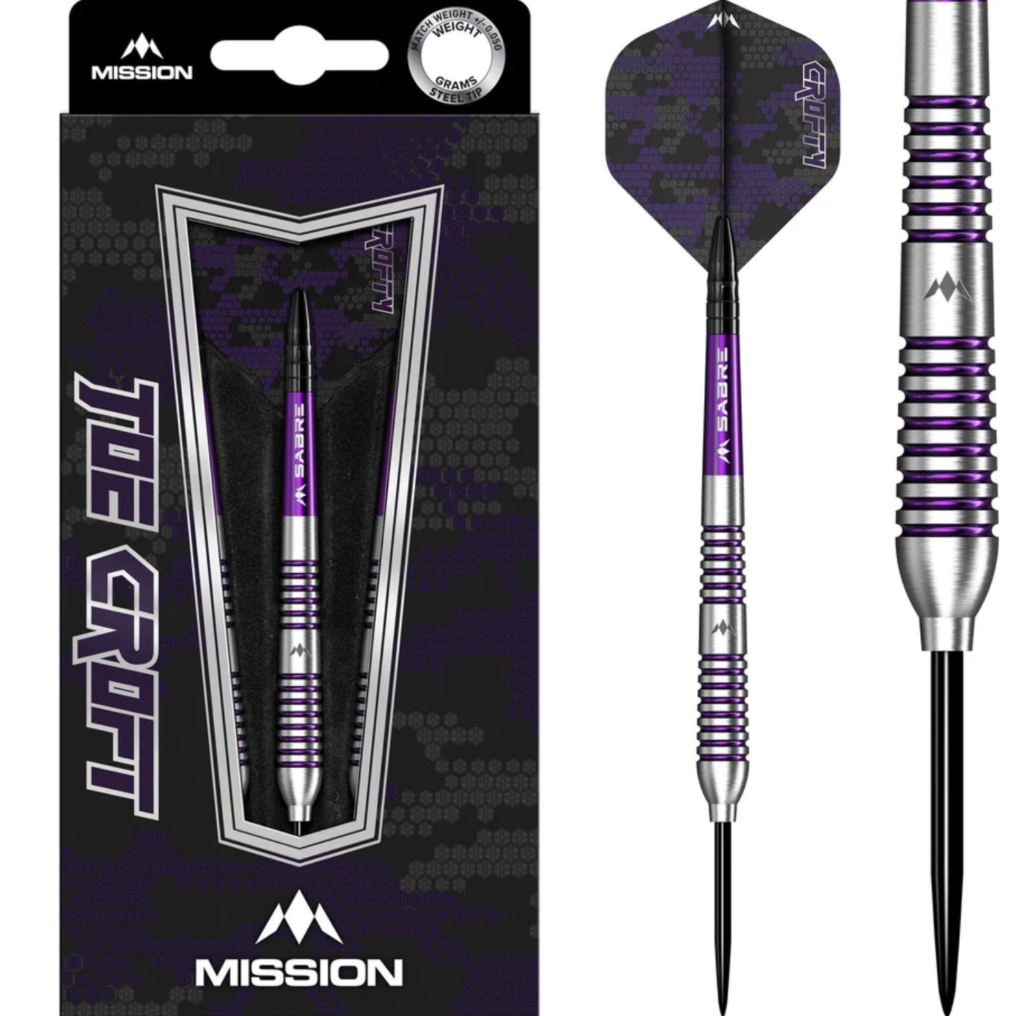 Mission - Joe Croft 95% Tungsten Silver & Purple Electro Darts